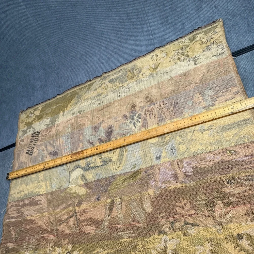 Vintage Made in Belgium Woven Wall‎ Tapestry Tavern Scene European Textile Art